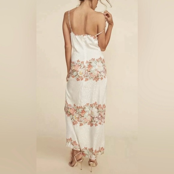 LPA Silk Ruffle Floral Leopard Maxi Sleeveless Dress Women XS White - Picture 12 of 12